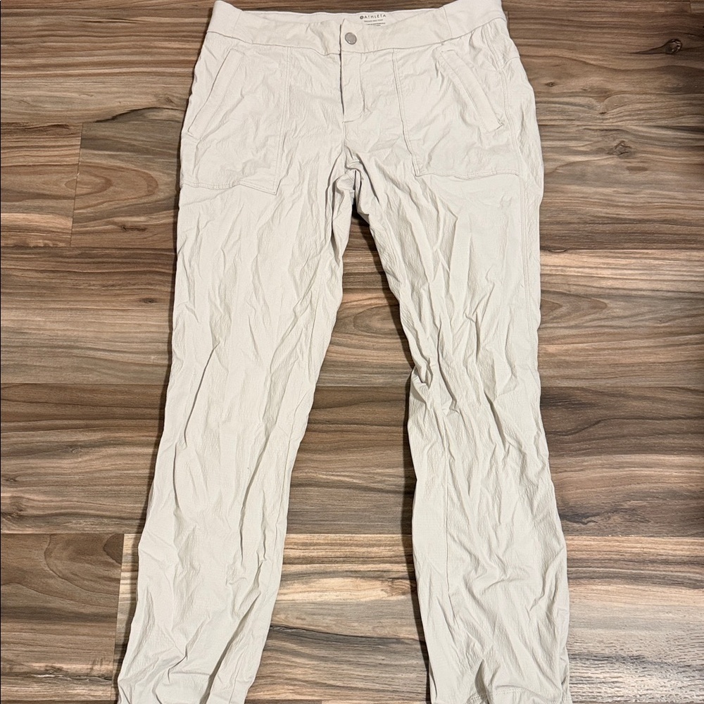 Athleta Trekkie Hike Jogger Pants Birch Gray Ripstop Hiking Gorp Womens Sz. 10